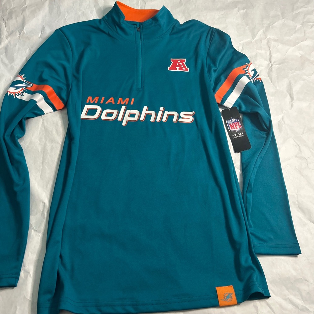 Miami Dolphins NFL Team Apparel Pullover Top Long Sleeve Mens‎